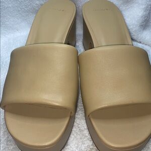 Vince Beige Slide Mules